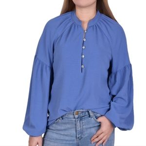 NY COLLECTION Balloon Sleeve Peasant Top size 1X